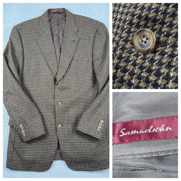SAMUELSOHN Men's Cashmere Wool Blazer Sport Coat Brown 44‎